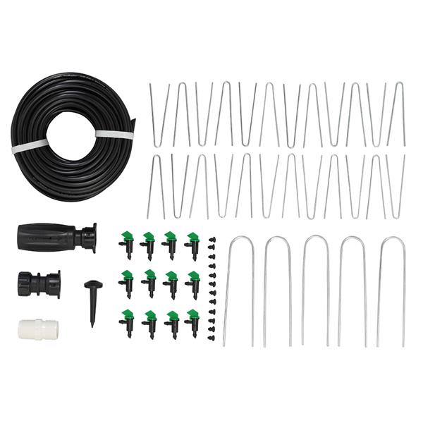 Orbit Vegetable Garden Soaker Kit simplifies drip watering. This high-quality and easy-to-install kit eliminates hand-watering your garden. The use of this kit promotes a large number of healthy vegetables and saves up to 70% in water usage. Model number 67527.