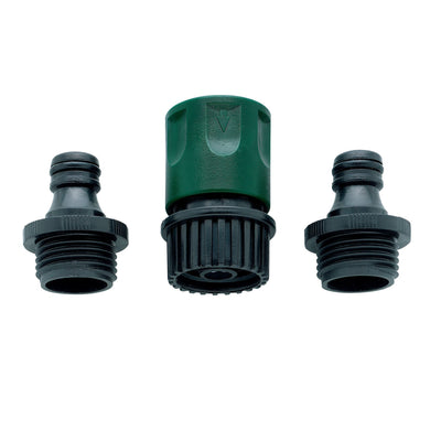 Simplify your garden hose and tool system with Orbit’s Quick Connect Fittings. Unlike the traditional method, you can quickly swap your hose-end accessories without twisting and wrenching the hose connection. This quick-connect set includes the female coupling connection for the garden hose and the male product adapter for the hose-end watering tool. Model number 58108N.
