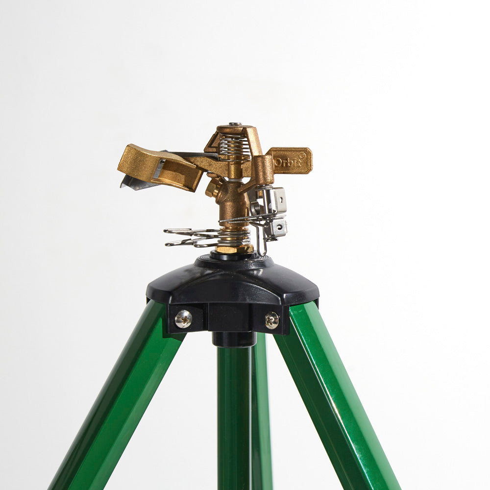 Tripod Sprinkler - 1/2 Inch Brass Impact Sprinkler on Tripod Base. Model number 58308N.
