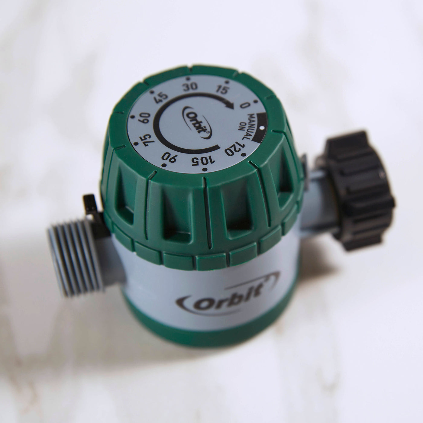 62034 - Orbit mechanical water timer has an oversized dial with comfort grip for easy use.