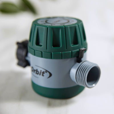 62034 - This Orbit Mechanical Hose Watering Timer installs on any faucet. Attach the hose and turn the dial to the desired run time. Operating our mechanical hose water timer is really that simple. Standard 3/4-inch hose outlet.